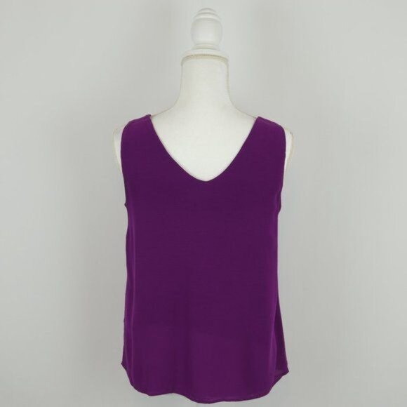 Massimo Dutti Women's Medium Purple V-Neck Tulip Hem Woven Tank Top - Picture 3 of 7